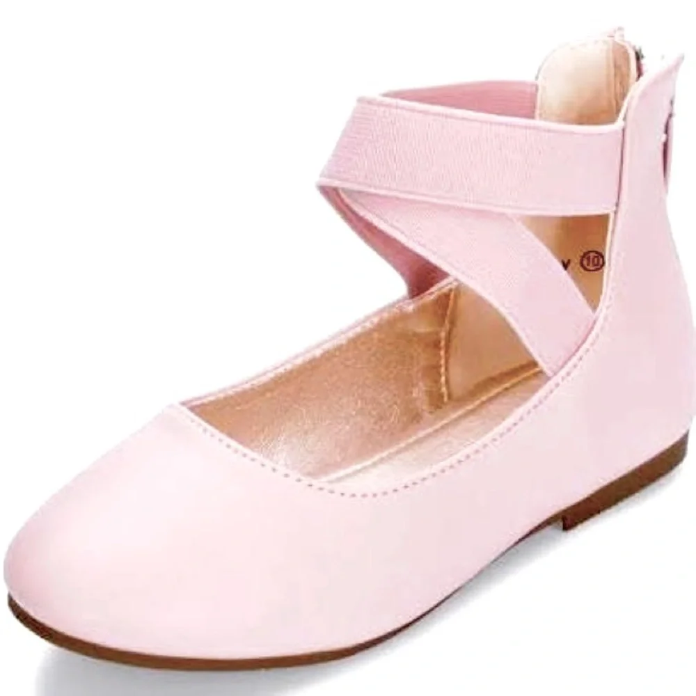 Daisy Fuentes Pink Esther Criss Cross Strap Ballet Flats, Little Girl’s Size 13